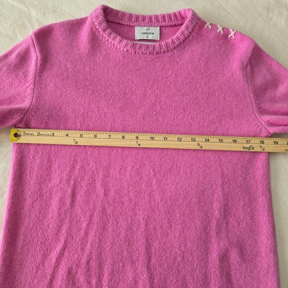 Harden 100% Cashmere Sweater S Pink US Made Luxury Soft Knit Crew Neck Designer - Picture 7 of 11